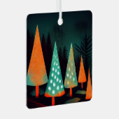 Lebhafte Weihnachtsbäume im Wald Ornament Aus Metall (Vorderseite Rechts)