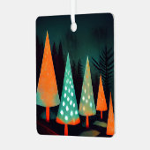 Lebhafte Weihnachtsbäume im Wald Ornament Aus Metall (Vorderseite links)