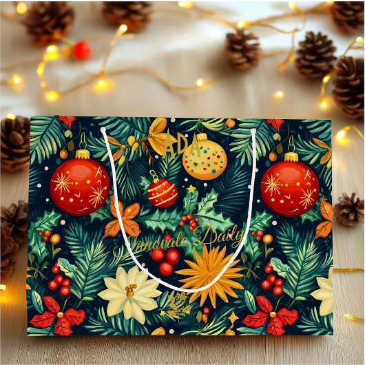 Lebhafte Weihnachtsgeschenktasche mit Baubles und  Große Geschenktüte