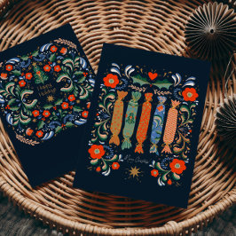 Lebhafte Weihnachtskunst mit Gegenwart Postkarte