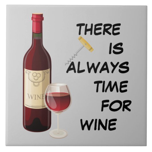 Lebhafte Weinflasche und -glas Fliese (Vorderseite)