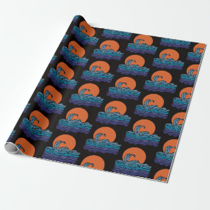 Lebhafte Wellen und Sonnenuntergang Geschenkpapier