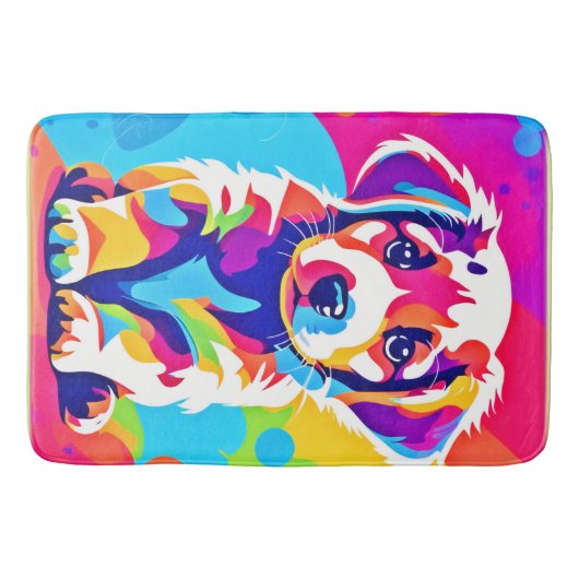 Lebhafte Welpenkunst Badematte (Vorderseite)