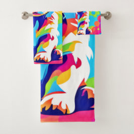 Lebhafte Welpenkunst Badhandtuch Set