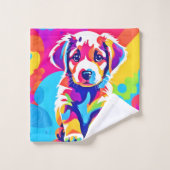 Lebhafte Welpenkunst Badhandtuch Set (Waschlappen)