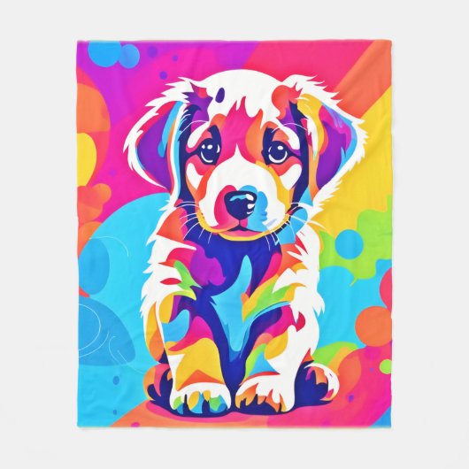 Lebhafte Welpenkunst Fleecedecke (Vorderseite)