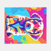 Lebhafte Welpenkunst Fleecedecke (Vorderseite (Horizontal))