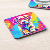 Lebhafte Welpenkunst Getränkeuntersetzer (Linke Seite)