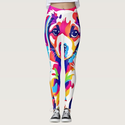 Lebhafte Welpenkunst Leggings (Vorderseite)