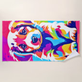 Lebhafte Welpenkunst Strandtuch (Vorderseite)