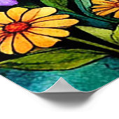 Lebhafte Wiese mit blühenden Wildblumen Poster (Ecke)