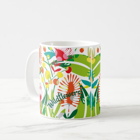 Lebhafte Wildblume Art Kaffee Tasse (Vorderseite Links)