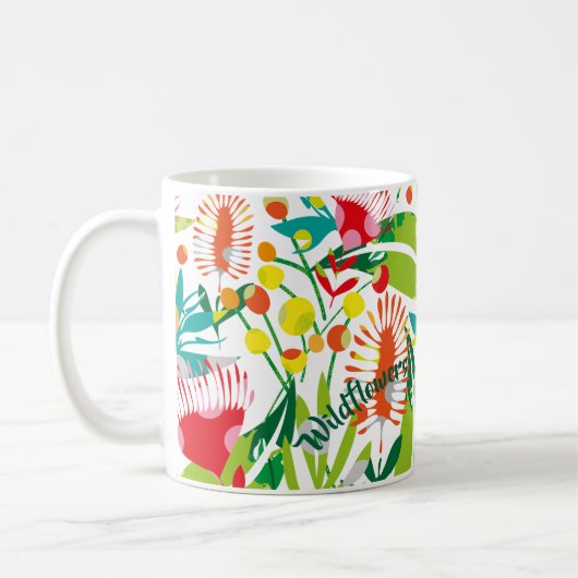 Lebhafte Wildblume Art Kaffee Tasse (Links)