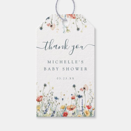 Lebhafte Wildblume Baby Duwer Gefallen Geschenkanhänger (Vorderseite)