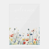 Lebhafte Wildblume Babydusche Acrylschild (Vorderseite)