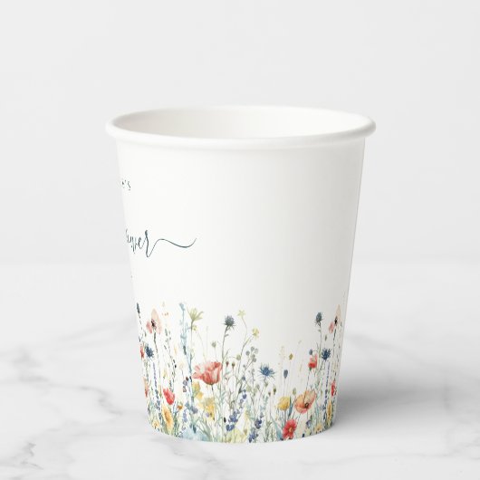 Lebhafte Wildblume Babydusche Pappbecher (Rückseite)