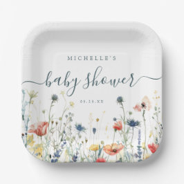 Lebhafte Wildblume Babydusche Pappteller