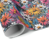 Lebhafte Wildblume drucken Geschenkpapier (Rolleneckpunkt)