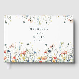 Lebhafte Wildblume Hochzeit Gästebuch