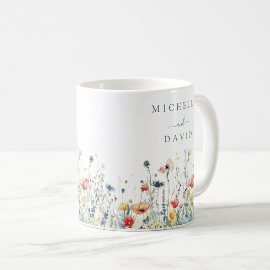 Lebhafte Wildblume Hochzeit Kaffeetasse (VorderseiteRechts)