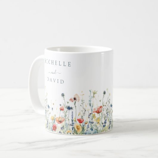 Lebhafte Wildblume Hochzeit Kaffeetasse (Vorderseite Links)