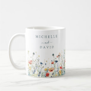 Lebhafte Wildblume Hochzeit Kaffeetasse