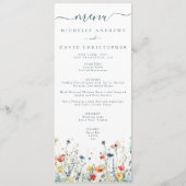 Lebhafte Wildblume Hochzeit Menükarte (Vorderseite)