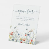Lebhafte Wildblume Hochzeit Open Bar Sockelschild (Vorderseite)