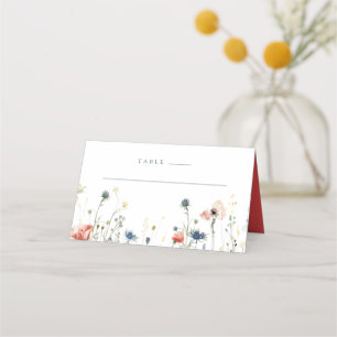Lebhafte Wildblume Hochzeit Platzkarte