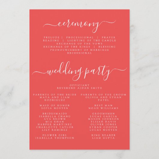 Lebhafte Wildblume Hochzeit Programm (Rückseite)