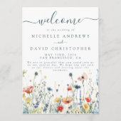 Lebhafte Wildblume Hochzeit Programm (Vorderseite)