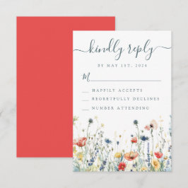Lebhafte Wildblume Hochzeit RSVP Karte