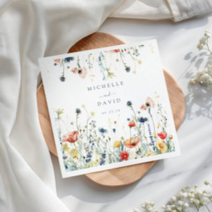 Lebhafte Wildblume Hochzeit Serviette