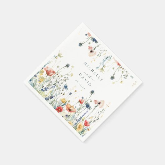 Lebhafte Wildblume Hochzeit Serviette (Ecke)
