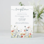 Lebhafte Wildblume Hochzeitsempfang Begleitkarte (Stehend Vorderseite)