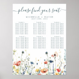 Lebhafte Wildblume Hochzeitskarte Poster