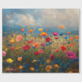 Lebhafte Wildblume Impressionist Decoupage Geschenkpapier (Flach)