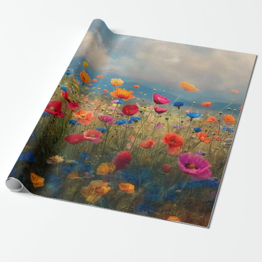 Lebhafte Wildblume Impressionist Decoupage Geschenkpapier (Ungerollt)