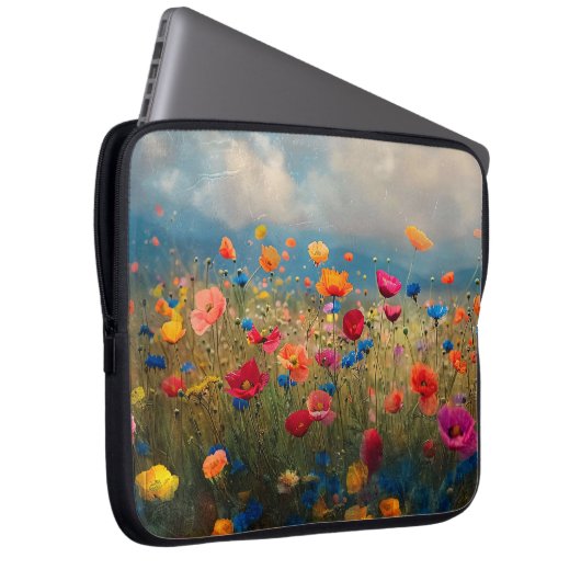 Lebhafte Wildblume Impressionist Laptopschutzhülle (Vorne Rechts)