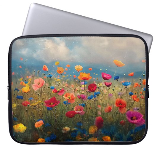 Lebhafte Wildblume Impressionist Laptopschutzhülle (Vorderseite)