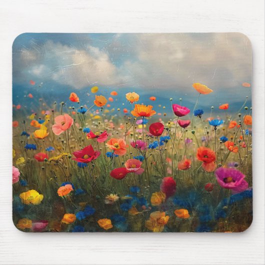Lebhafte Wildblume Impressionist Mousepad (Vorne)