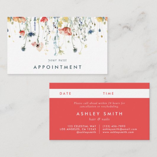 Lebhafte Wildblume Terminkarte (Vorne/Hinten)