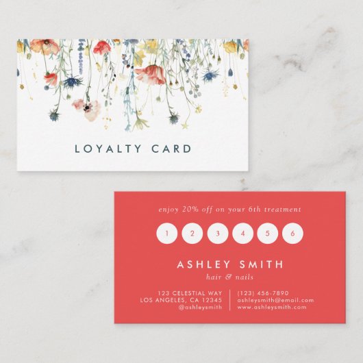 Lebhafte Wildblume Treuekarte (Vorne/Hinten)