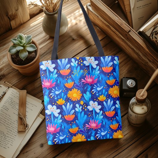 Lebhafte Wildblume Wellness Tote Tasche