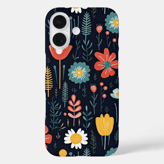 Lebhafte Wildblumen auf Navy Blue Case-Mate iPhone Hülle (Rückseite)