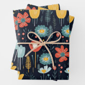 Lebhafte Wildblumen auf Navy Blue Geschenkpapier Set (Beispiel)