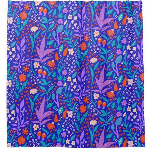 Lebhafte Wildblumen Duschvorhang (Vorderseite)