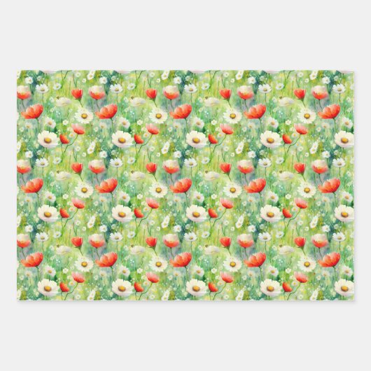 Lebhafte Wildblumen Elegantes Wasser Geschenkpapier Set (Vorderseite 3)