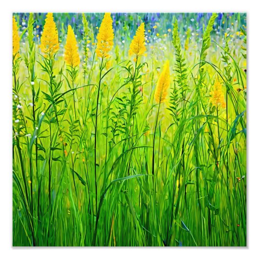 Lebhafte Wildblumen in der Sommersonne Fotodruck (Vorne)