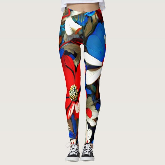 Lebhafte Wildblumen Leggings (Vorderseite)